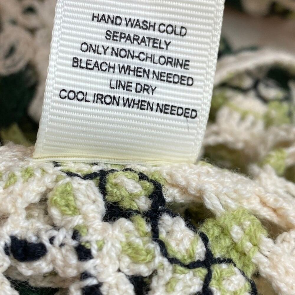 Morsecode Men Granny Square Crochet Knit Shirt Size M Green Coastal Festival NWT - Picture 9 of 9
